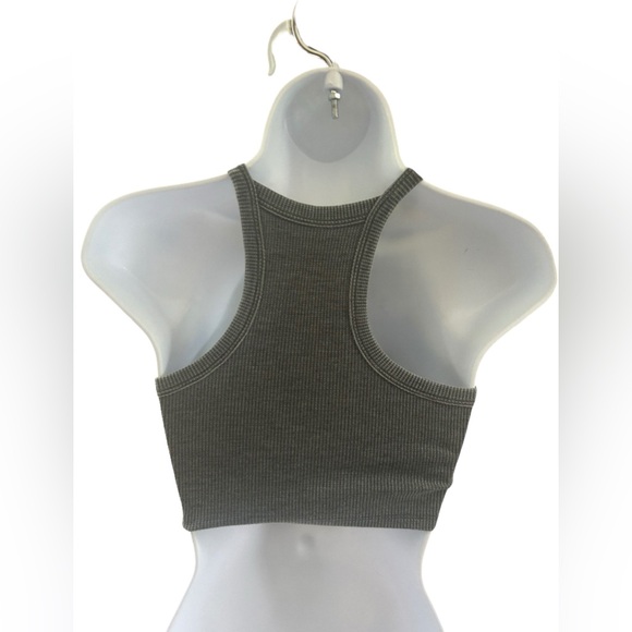 Gray Ribbed Crop Top - Picture 2 of 3